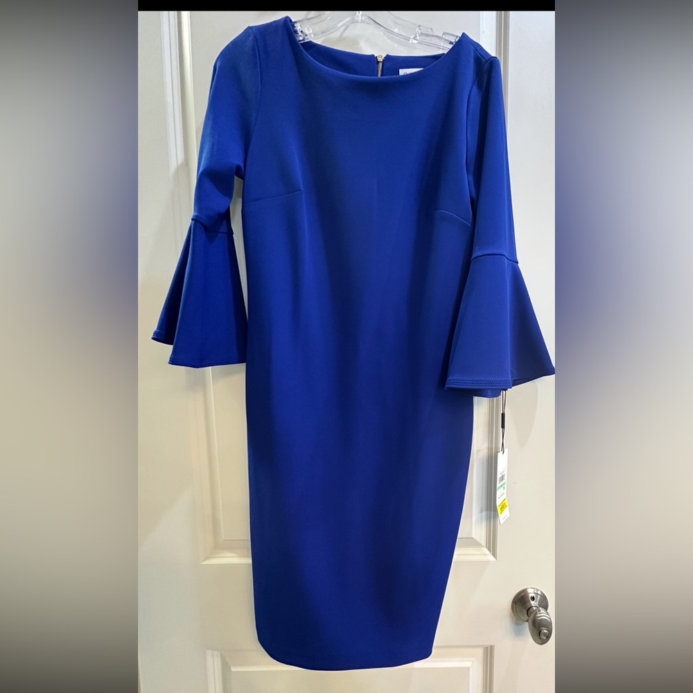 Calvin Klein Blue Bell Sleeve Dress